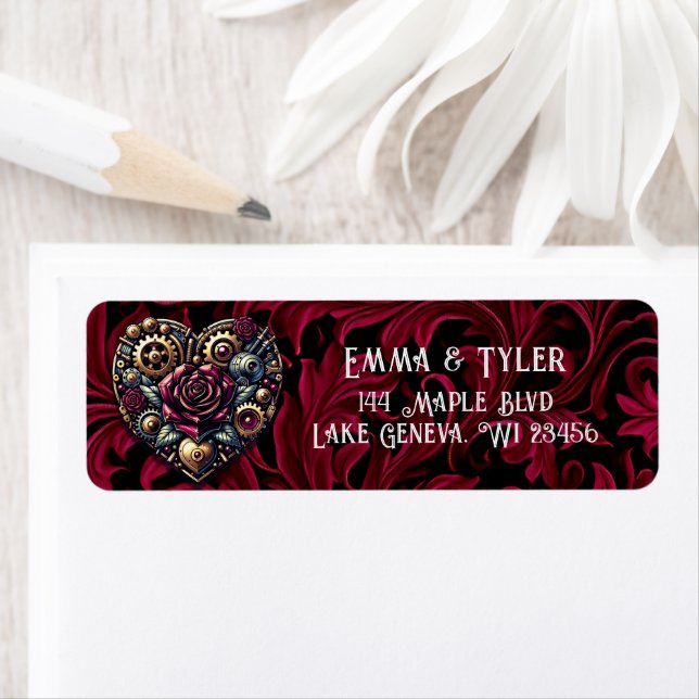 Steampunk Heart and Roses  Label (Insitu)
