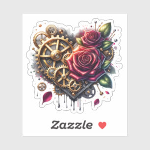 Steampunk Heart and Roses Sticker