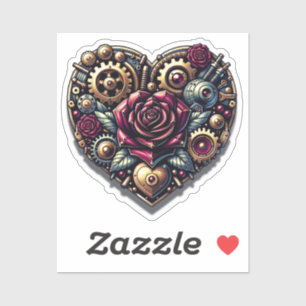 Steampunk Heart and Roses Sticker