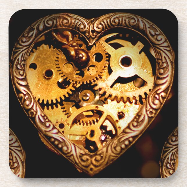 steampunk heart coaster (Front)