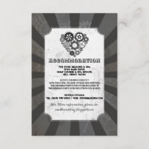 Steampunk Heart Cogs Accommodation Wedding Cards