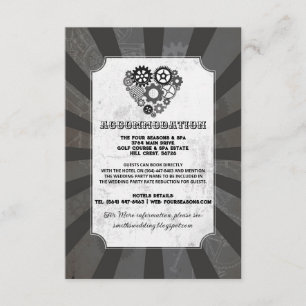 Steampunk Heart Cogs Accommodation Wedding Cards