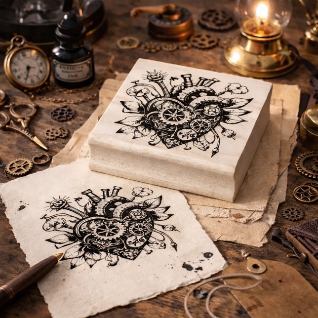 Steampunk Heart Design for Gothic Craft Projects Rubber Stamp (Creator Uploaded)