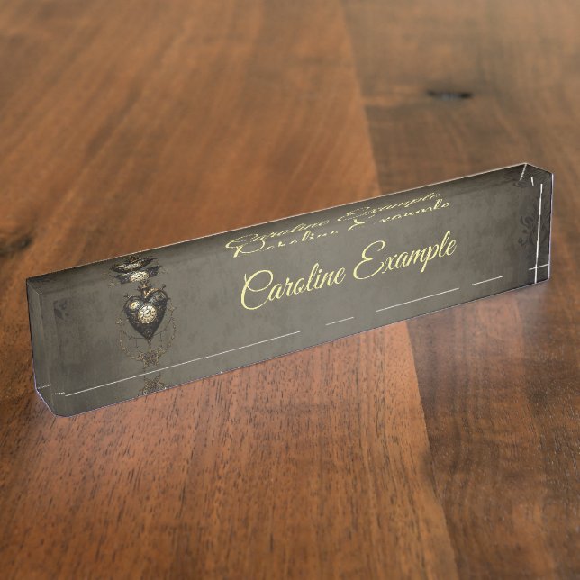 Steampunk heart, desk name plate (Side)