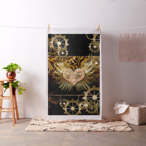 Steampunk heart fabric