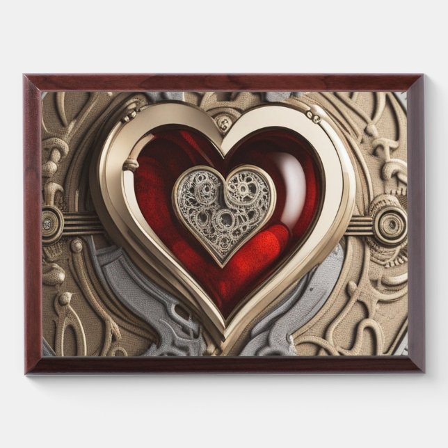 Steampunk Heart – Intricate Mechanical Love  Award Plaque (Horizontal)