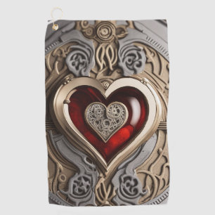 Steampunk Heart – Intricate Mechanical Love Golf Towel
