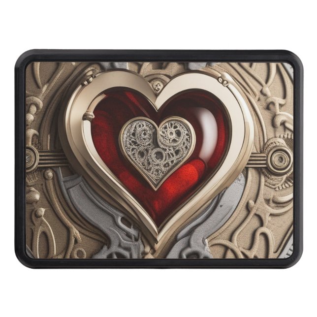 Steampunk Heart – Intricate Mechanical Love  Hitch Cover (Front)