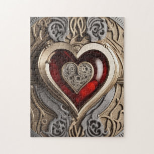 Steampunk Heart – Intricate Mechanical Love  Jigsaw Puzzle
