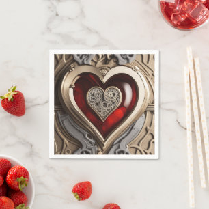 Steampunk Heart – Intricate Mechanical Love  Napkins