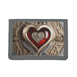 Steampunk Heart – Intricate Mechanical Love Trifold Wallet