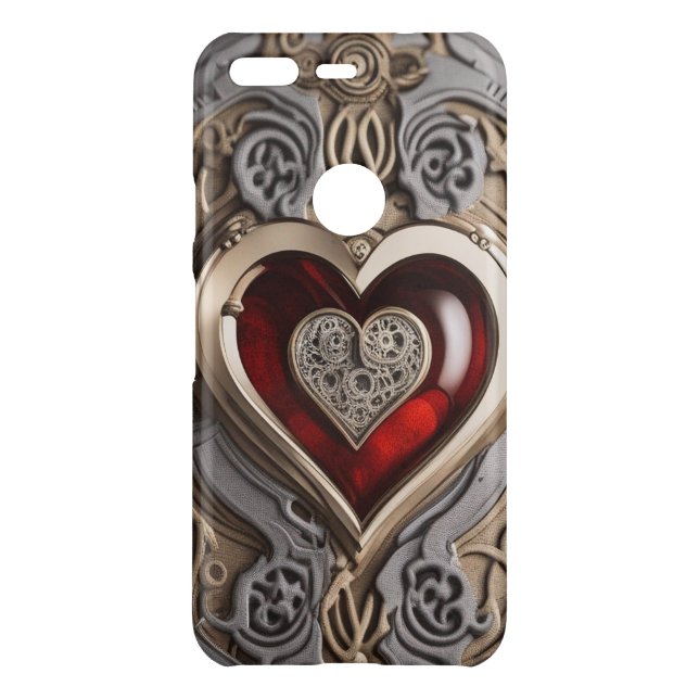 Steampunk Heart – Intricate Mechanical Love  Uncommon Google Pixel Case (Back)
