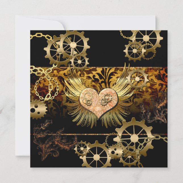 Steampunk heart invitation (Front)