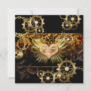 Steampunk heart invitation