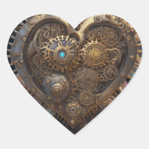 Steampunk Heart Metal Gears Heart Sticker