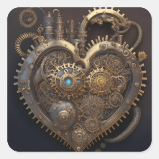 Steampunk Heart | Metal Gears Square Sticker