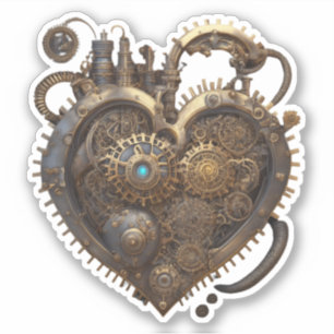 Steampunk Heart Metal Gears Sticker