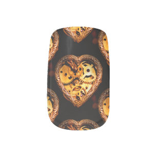 steampunk heart nail wraps