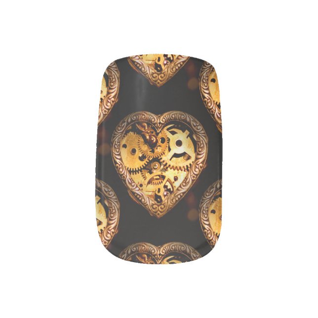 steampunk heart nail wraps (Right Thumb)