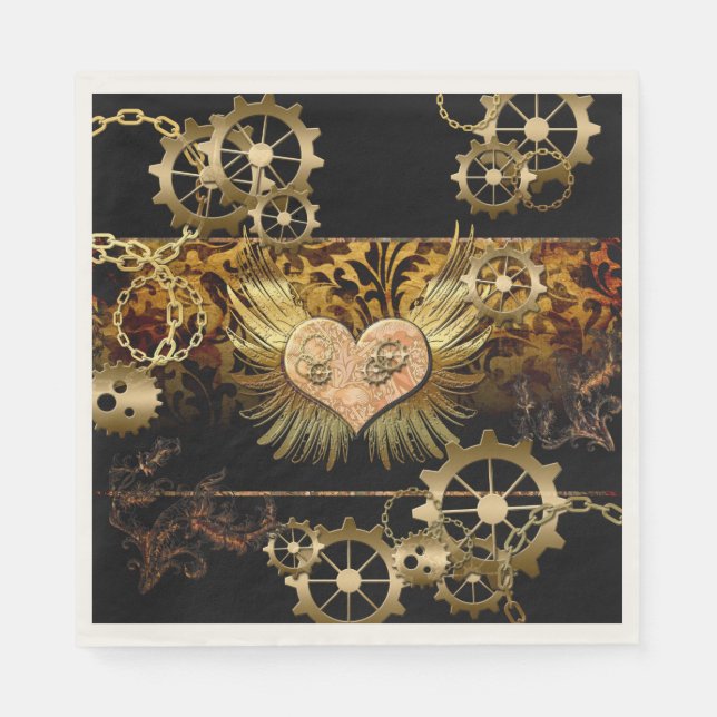 Steampunk heart napkins (Front)