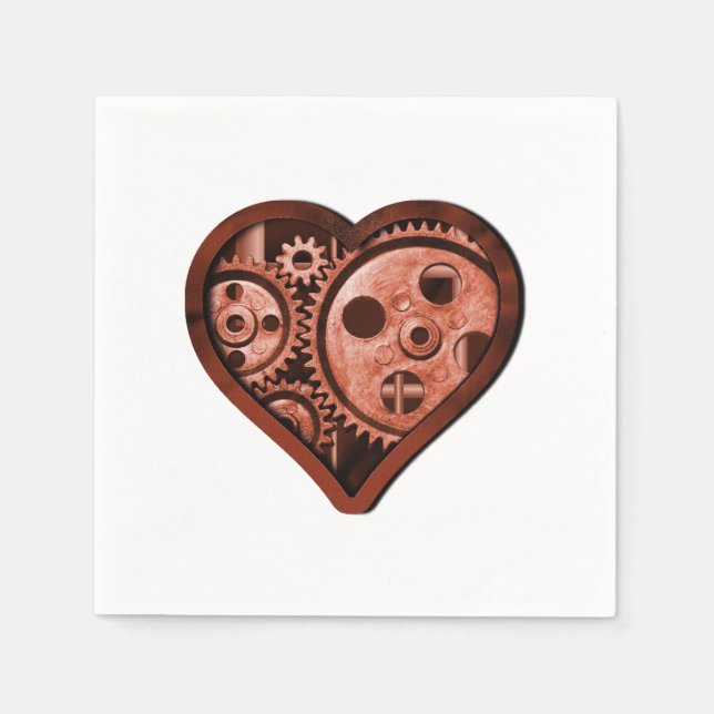 Steampunk Heart Napkins (Front)