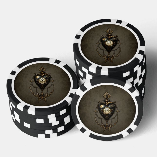 Steampunk heart, poker chips (Stack)