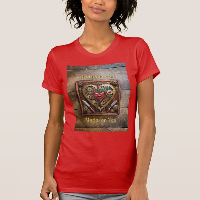 Steampunk Heart Rubies And Daggers For Warriors  T-Shirt (Front)
