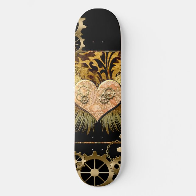Steampunk heart skateboard deck (Front)