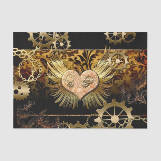 Steampunk heart tissue paper (Front)