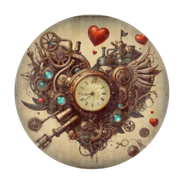 Steampunk heart/valentine's day  cutting board (Front)