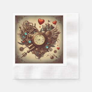 Steampunk heart/valentine's day napkins