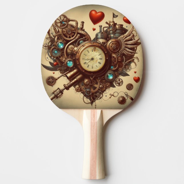 Steampunk heart/valentine's day  ping pong paddle (Front)