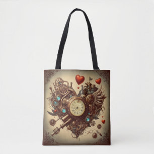 Steampunk heart/valentine's day tote bag