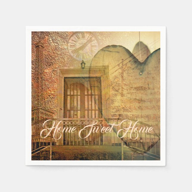 Steampunk Heart, Window & Clock Napkins (Front)