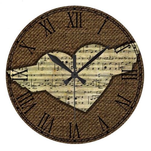 Steampunk Heart Wings Victorian Music Sheet Large Clock