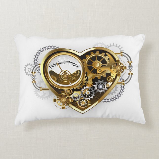 Steampunk Heart with a Manometer Accent Pillow (Front)