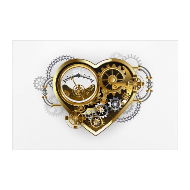 Steampunk Heart with a Manometer Acrylic Print (Front)