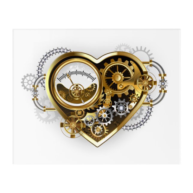 Steampunk Heart with a Manometer Acrylic Print (Front)