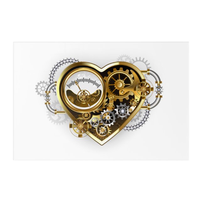 Steampunk Heart with a Manometer Acrylic Print (Front)
