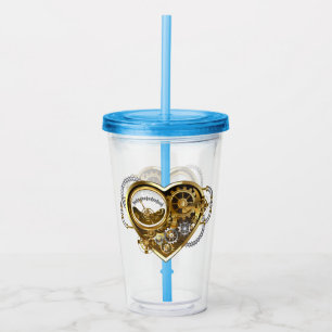 Steampunk Heart with a Manometer Acrylic Tumbler