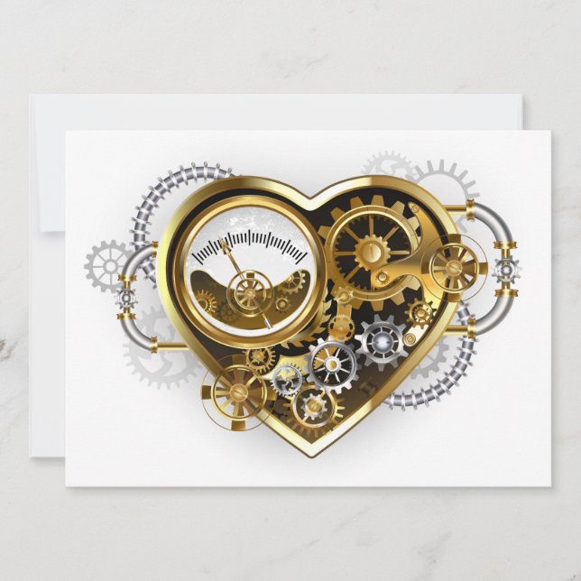 Steampunk Heart with a Manometer Announcement (Front)