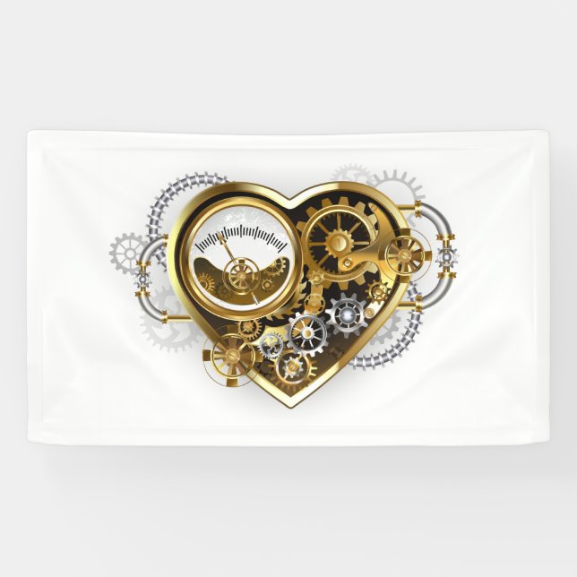 Steampunk Heart with a Manometer Banner (Horizontal)