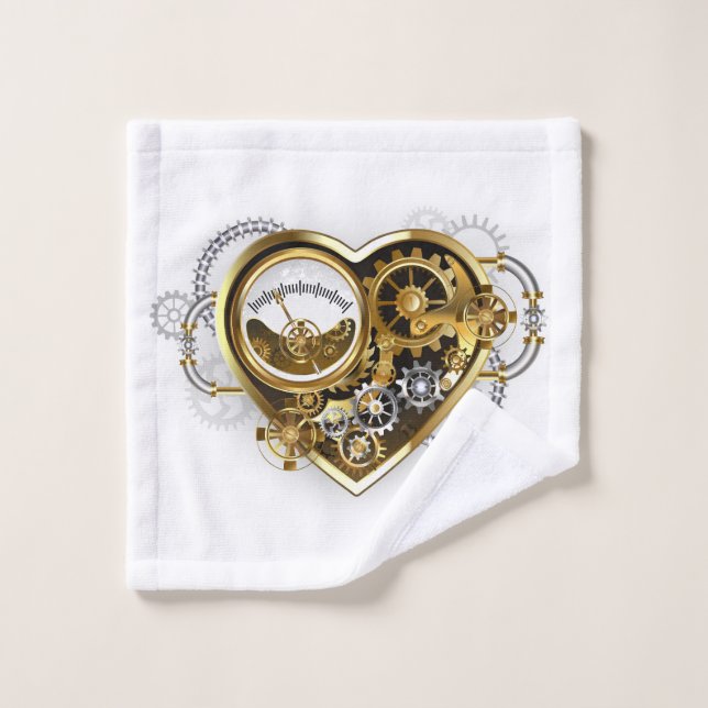 Steampunk Heart with a Manometer Bath Towel Set (Wash Cloth)