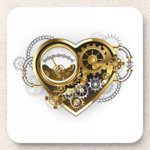 Steampunk Heart with a Manometer Beverage Coaster