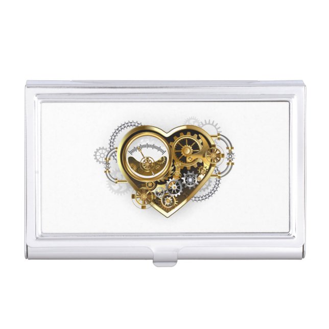 Steampunk Heart with a Manometer Business Card Case (Front)
