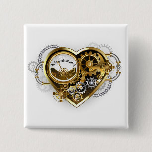 Steampunk Heart with a Manometer Button