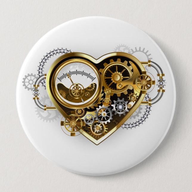 Steampunk Heart with a Manometer Button (Front)