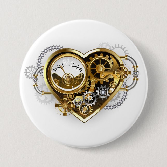 Steampunk Heart with a Manometer Button (Front)