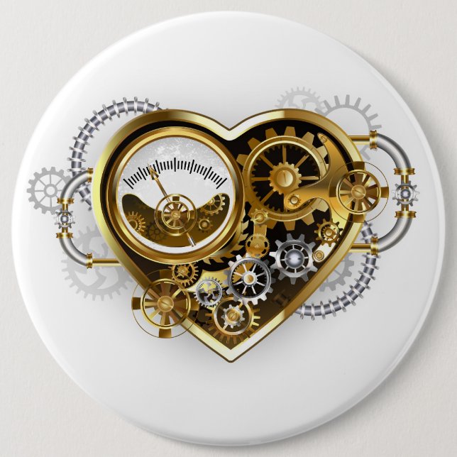 Steampunk Heart with a Manometer Button (Front)
