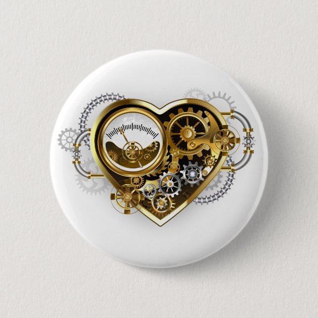 Steampunk Heart with a Manometer Button (Front)
